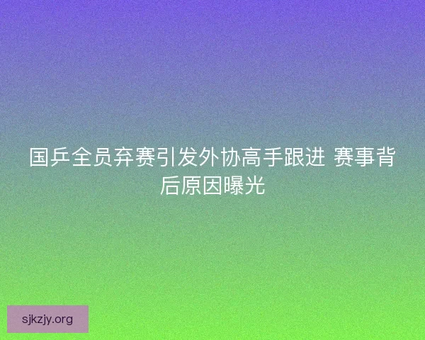 国乒全员弃赛引发外协高手跟进 赛事背后原因曝光